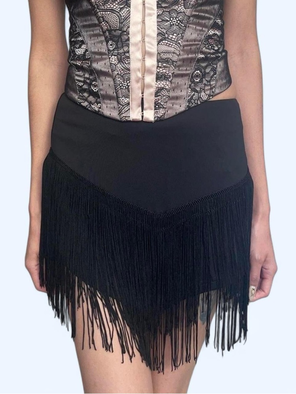 OHS Black Fringe Mini Skirt 🖤
